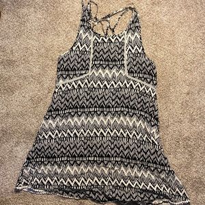 Geometric black and white a-line dress